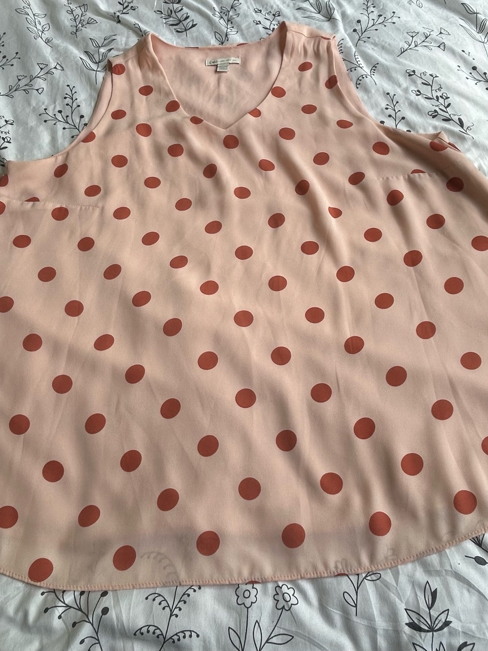 Cato Pink Tank Top with Rust Polka Dots